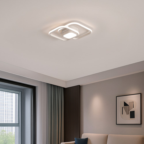 Luminária De Led 3 Cores Troca Na Tecla Luxo Sala E Quarto Estrutura Branco