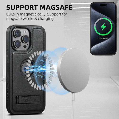 Funda De Teléfono Magsafe De Piel Encerada Al Óleo, Magnética Inalámbrica, A Prueba De Golpes Con Soporte Para Iphone16/promax 15, 14, 13, 12 Series