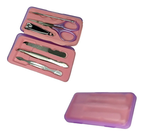 Kit Manicure Estojo Com 6 Peças De Inox Viagem Bolsa Atacado