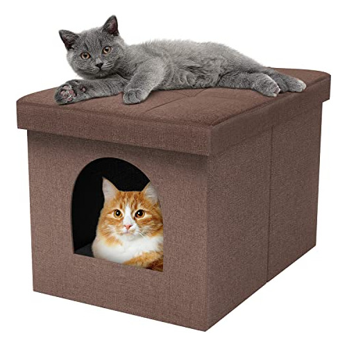 Mueble Cama Gatos, Caja De Arena Oculta Reposapiés, Ca...