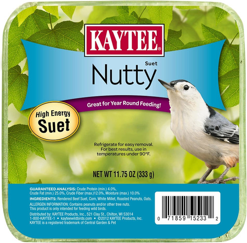 Kaytee Pet Products Bkt53001 Suet Cake Nutty Pet Food, 12-ou