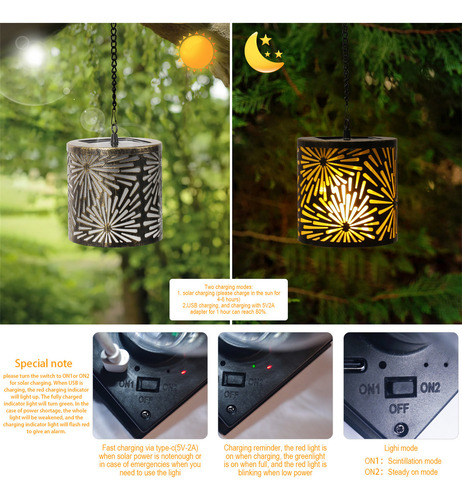 Farol Solar 3d Retro For Patio, Linterna Solar 3d For Jard