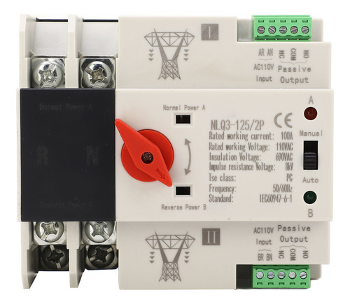 Conmutador De Transferencia Ats Ac110v 100a De Doble Potenci