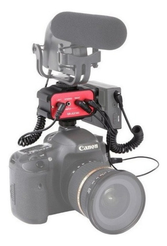 Adaptador De Áudio De 2 Canais Saramonic Sr-ax100 Cor Preto/vermelho