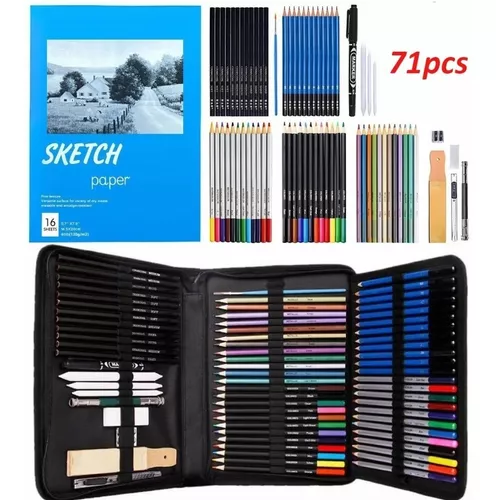 Kit de 71 piezas para dibujo y arte, lápices de colores para