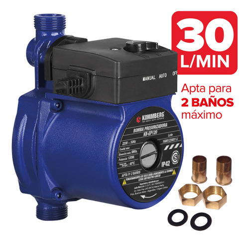 Bomba De Agua Presurizadora Kommberg 2 Baños 120w