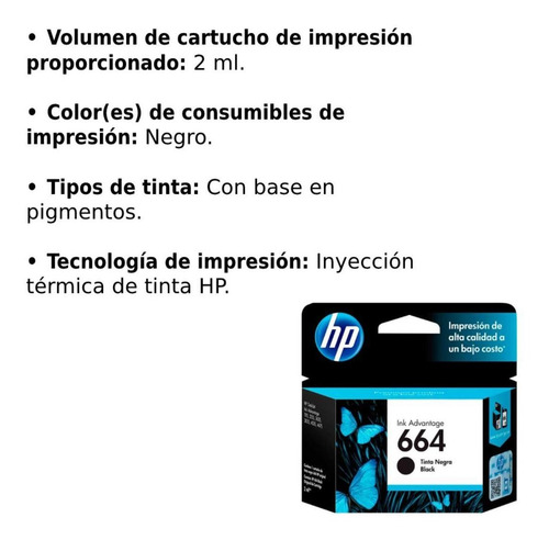 Imagen 3 de 6 de Cartucho De Tinta Hp 664 Negra