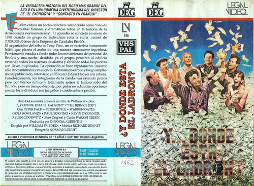 Y... Donde Esta El Ladron? Vhs Peter Falk Peter Boyle