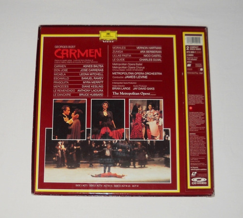 Imagen 3 de 3 de Carmen Georges Bizet Baltsa Carreras Levine 2 X Laser Disc