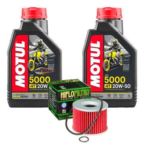 Kit Filtro De Óleo E 2 Lts Motul 5000 20w50 Para Ninja 250r