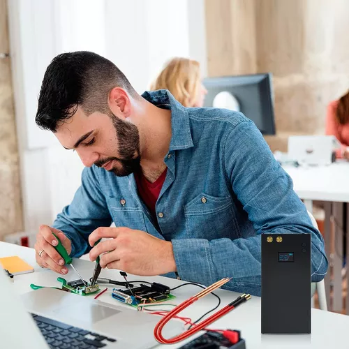  Soldador por puntos portátil, Mini soldador por puntos mejorado  con carga USB, Máquina de soldadura por puntos de engranajes ajustables,  Soldador por puntos de batería con bolígrafo de soldadura, Hoja de