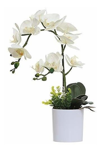 Flores Artificiales De Orquídea Blanca En Maceta Flore...
