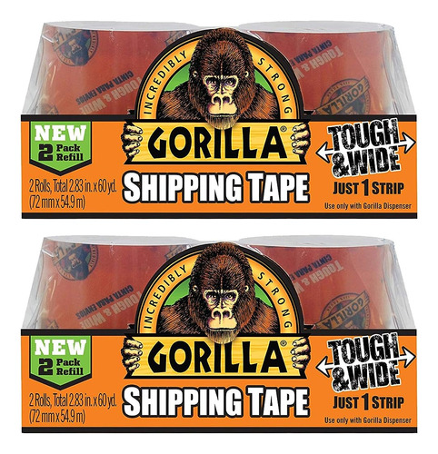 Gorilla Packing Tape Tough & Wide Refill, 2.83  X 30 Yd. (4 