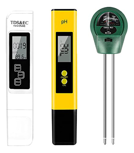 Ph Meter, Tds Ppm Meter And 3 In 1 Soil Moisture Meter ...