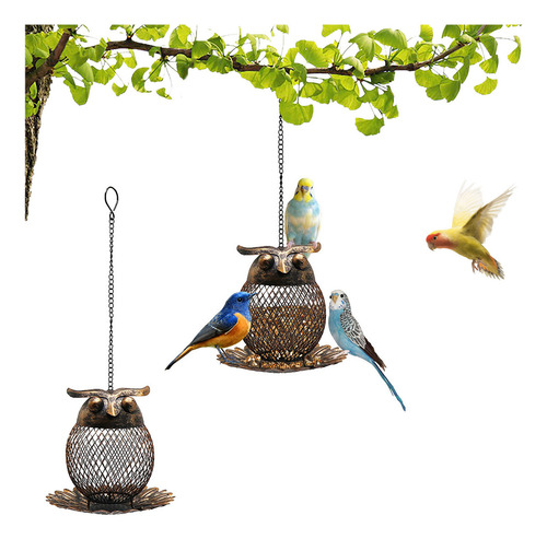 Comedero Hueco Para Colibríes Con Forma De Búho, De Hierro F