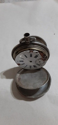 Antiguo Reloj Bolsillo Meroz Locle De Tres Tapas Plata.