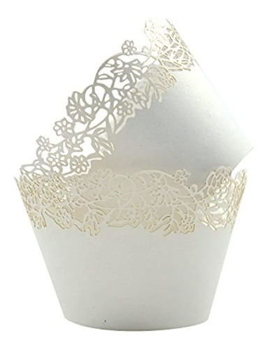 Cupcake Wrappers Pack De 50 White Filigree Artistic Bake Cak