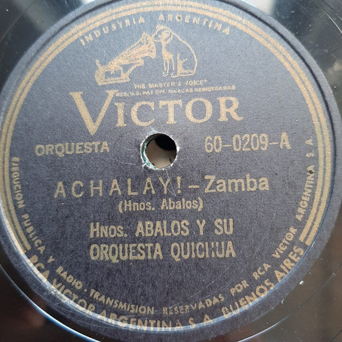 Pasta Hnos Abalos Y Su Orquesta Quichua Rca Victor C71