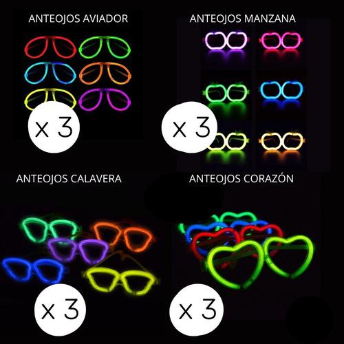 Imagen 4 de 10 de Combo Cotillon Luminoso Led Neon 50 Personas Casamiento