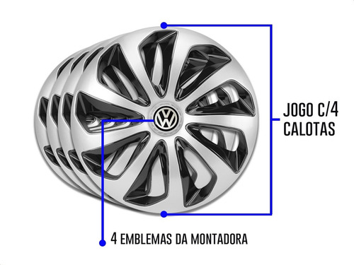 Imagem 5 de 6 de Jogo Calota Aro 15 Velox Silver Black Vw Up Voyage Fox Polo