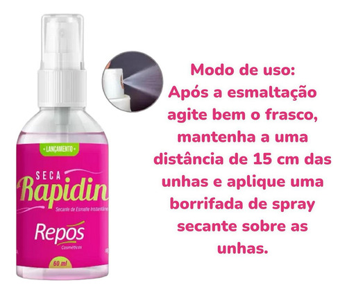Spray Secante De Esmalte Seca Rapidin Repós Para Unhas 60ml