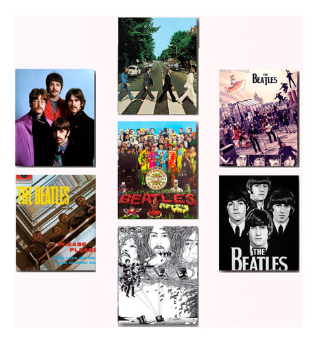 Cuadro Decorativo The Beatles Discografia Album 7 Piezas 