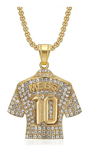 Messi #10 Jersey Colgante Collar, Collar Chapado En Oro
