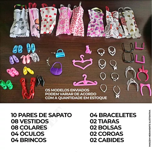 Kit 56 Peças Roupas E Acessórios Boneca Estilo Barbie