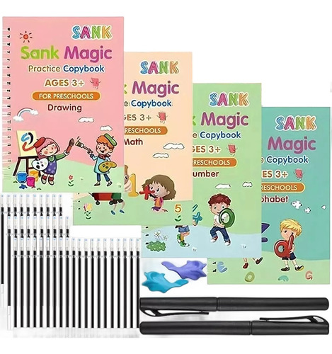 Cuaderno Magico Caligrafía Reutilizables,kit Escolar 58 Pcs