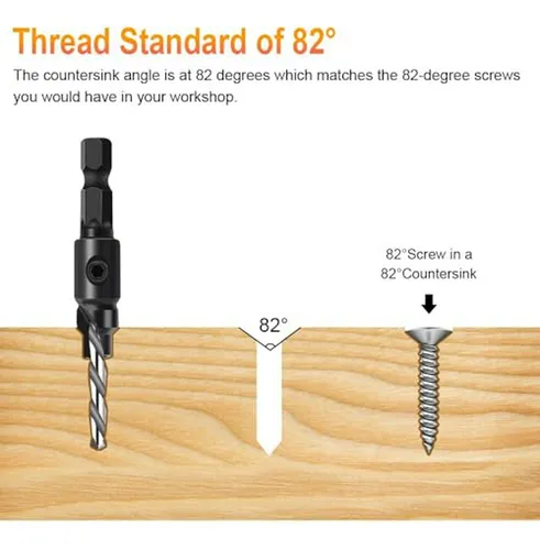 Juego De Brocas Avellanadoras Para Madera, 5pzs, 1/4 Hexago