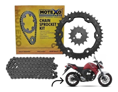 Kit Transmision Yamaha Fz Fi S Disco Trasero Motexo Motomaxx