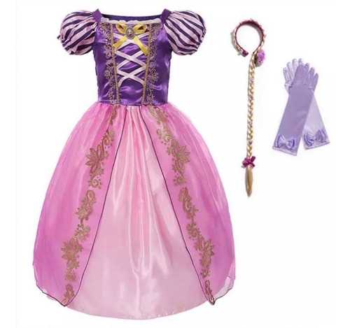 Vestido De Princesa Rapunzel Niña Con Accesorios