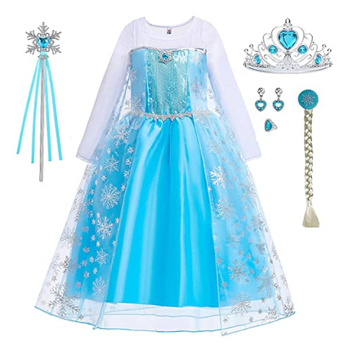 Pequeñas Chicas Princesa Traje Azul Cosplay Vestir Bt7l7