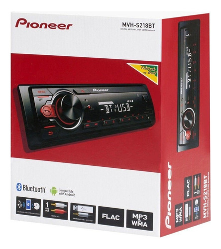 Pioneer Mp3 Player Rádio Am/fm- Mvh-s218bt Som Automotivo