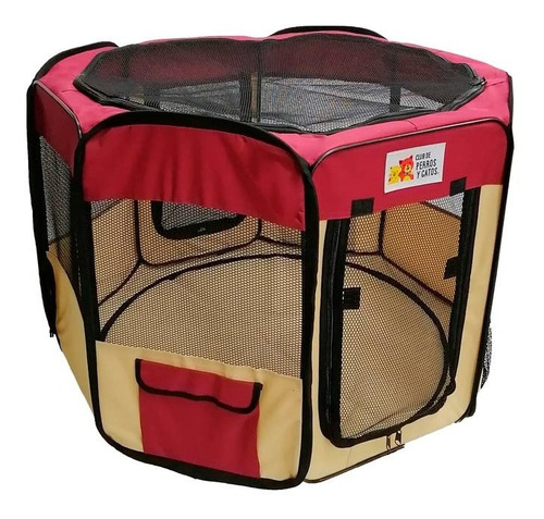 Corral Para Mascotas Rojo/beige Talla S