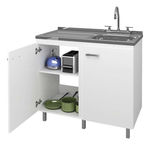 Mueble / Módulo Base Para Lavaplatos Color Blanco/cenizo