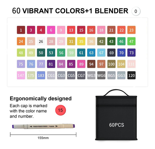 Marcadores Doble Punta Plumones Punta Pincel Colores 60 Pack