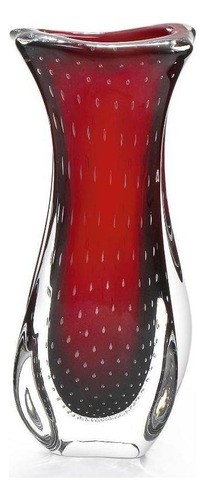 Vaso Em Cristal Murano Vermelho - São Marcos 42cm