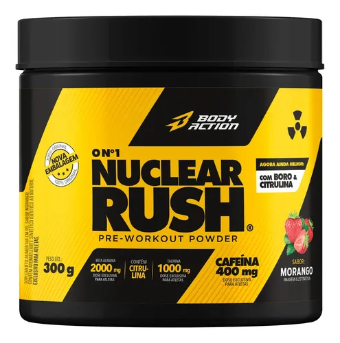 Suplemento Em Pó Pré Treino Nuclear Rush 300g Bodyaction Sabor Mo...