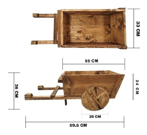 Imagen 9 de 9 de Maceta De Madera Tipo Jardinera De Carreta Color Roble