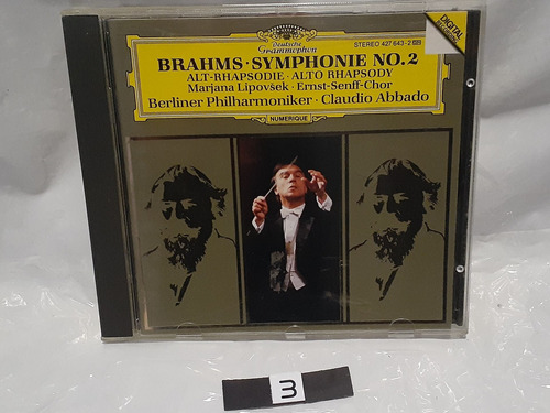 Abbado Brahms: Symphony No. 2 / Alto Rhapsody Cd
