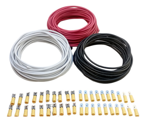 Cable Automotriz Calibre 14 Kit 3 Rollos Y Terminales  