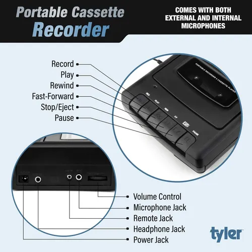 Tyler Tcp-01 Reproductor De Casete Y Grabador Portatil - ...
