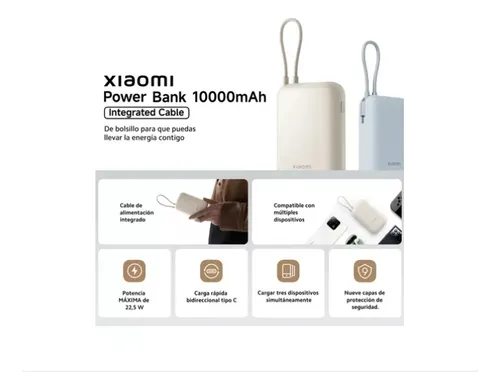 Xiaomi Power Bank 10000mah Cable Integrado 22.5w Usb-c, Tan