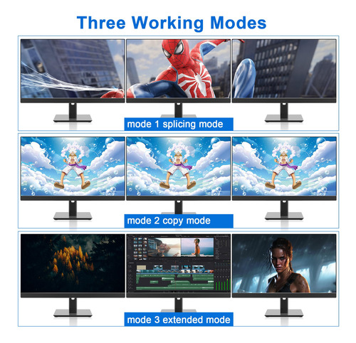 Kvm Switch 2 Displayport + Hdmi Usb3.0 Para 3 Monitores 4
