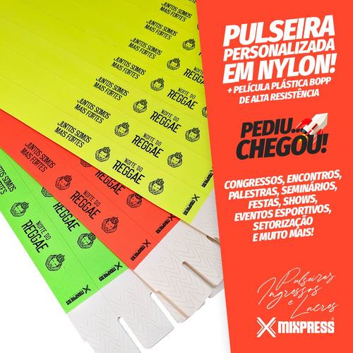 Pulseira Identificação Nylon Impressão Premium . 950 Unids