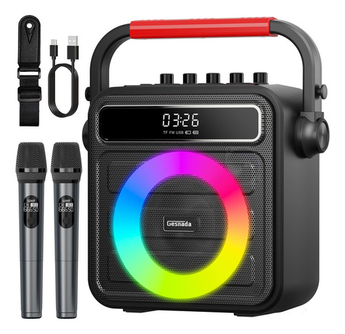 Karaoke Machine Gesnada K300 W/ 2 Wireless Microphones & Spe