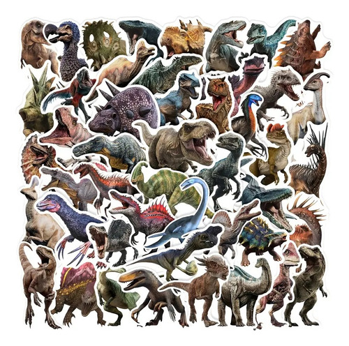 50 Stickers Dinosaurios, Jurasico Para Auto, Laptop, Libreta