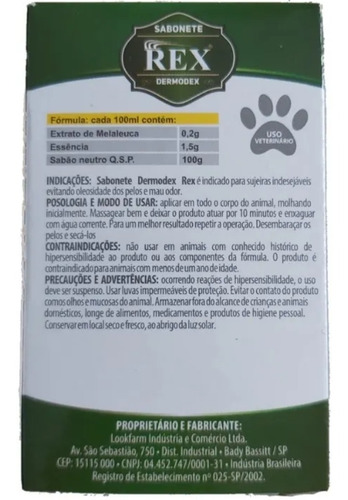 Kit 3 Sabonetes Rex Dermodex Para Cães