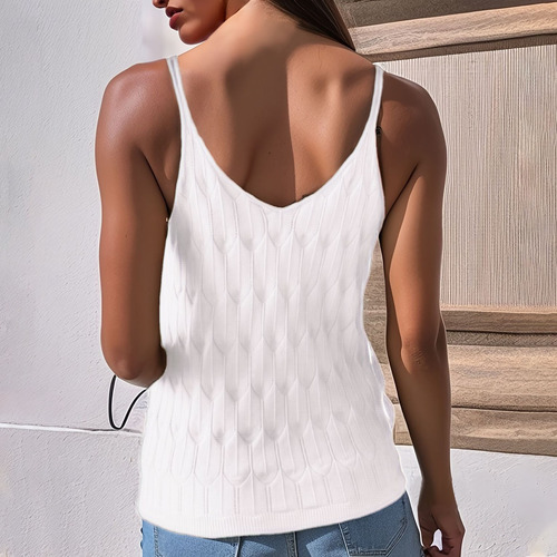 Camiseta Sin Mangas De Punto A Color Para Mujer, Sin Mangas,